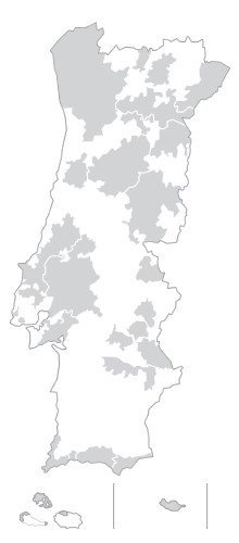 Mapa de Portugal: regiões seleccionadas