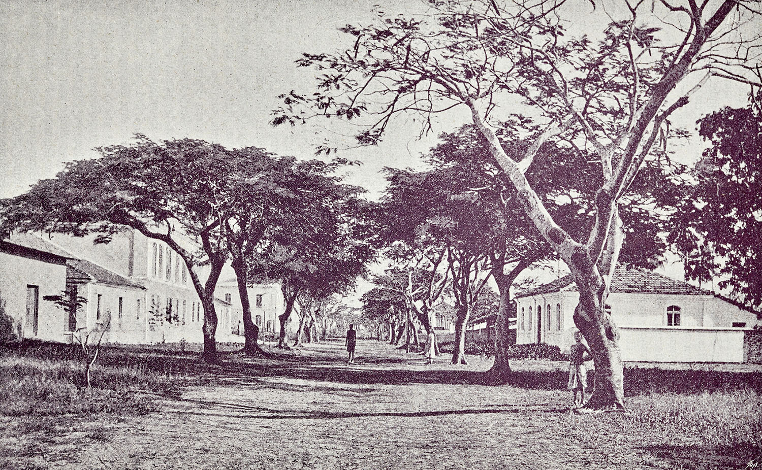 Ilustração do século XIX de um bairro de colonos em Quelimane