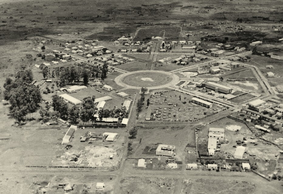 Vista aérea do centro de Vila Cabral, actual Lichinga, em 1965