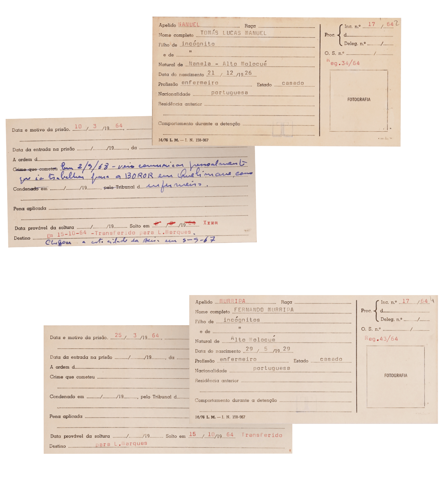 A comissão militar conseguiu recuperar as fichas originais de presos de Tomás Lucas Manuel e Fernando Murripa, podendo assim confrontar as denúncias com os registos da polícia política
